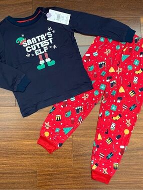 Kids' Navy & Red 'Santa's Cutest Elf' Pajama Set